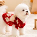 Festive Dog Sweater with Rhombus Embroidery & Cherry Pattern for Halloween & Christmas, Pet Apparel for Small Dog Breeds - Image 2