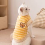 Autumn & Winter Thickened Warm Striped Polar Fleece Harness Sweater, Pet Apparel for Kittens and Dogs - Image 3