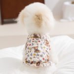 Spring & Summer Pet Dress for Cats & Dogs, Cute All-Over Bear & Floral Print with Pumpkin Pendant - Image 2