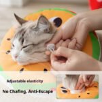 Cartoon Hamburger Pattern Cat Elizabethan Collar, Adjustable Post-Sterilization Anti-Licking Recovery Cone for Cats - Image 2