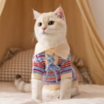New Arrival Autumn & Winter Thickened Warm Striped Collared Knit Cat Sweater, 2-Legged Pet Apparel for Kittens