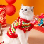Autumn & Winter Cat Sweater with 3D Floral & Color Stripes, Festive Christmas-Themed Pet Apparel for Cats - Image 3