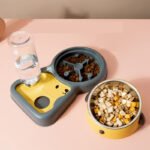2-in-1 Cat & Dog Double Bowl with Automatic Water Dispenser, Anti-Spill Slow Feeder Food & Water Bowl Combo - Image 3