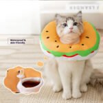 Cartoon Hamburger Pattern Cat Elizabethan Collar, Adjustable Post-Sterilization Anti-Licking Recovery Cone for Cats - Image 4
