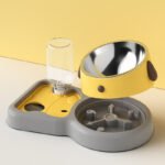 2-in-1 Cat & Dog Double Bowl with Automatic Water Dispenser, Anti-Spill Slow Feeder Food & Water Bowl Combo - Image 5