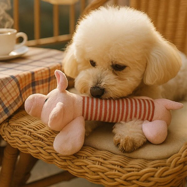 Squeaky Pig Plush Dog Toy, Interactive Teeth Cleaning Stress Relief Chew Toy