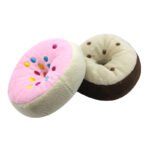 Squeaky Donut Plush Dog Toy, Stress Relief Teething Interactive Chew Toy