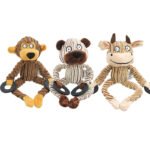 Plush Rope Knot Chew Toy with Rubber Ring